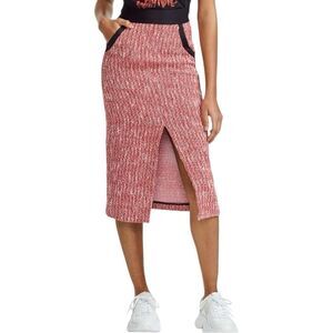 Maje Jivor Tweed Red Pencil Skirt Size 3 EU 40